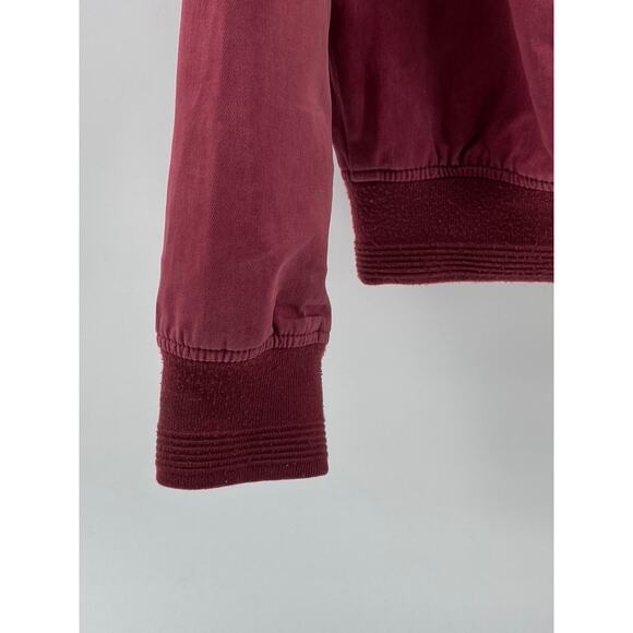 TOPMAN Men's Burgundy Mandarin-Collar Long Sleeve Zip-Up Bomber Jacket SZ S - Picture 8 of 11